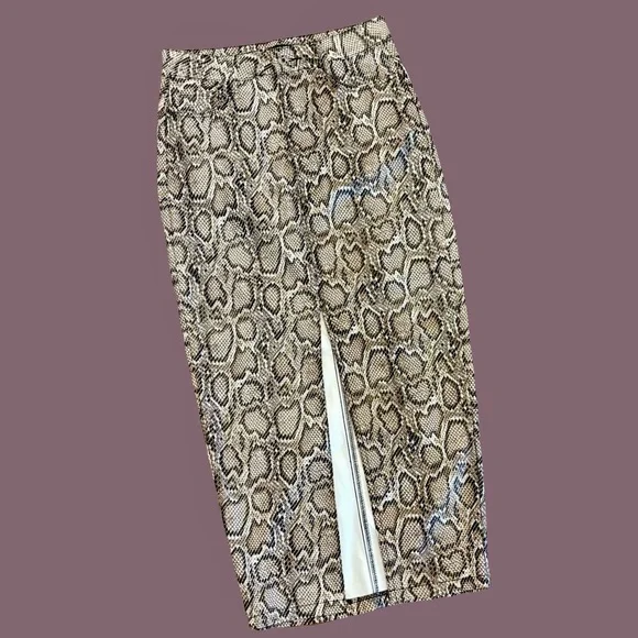 Missguided Midaxi Skirt Split Front Snake Print Skirt - Picture 1 of 11